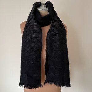 Missoni 100% Wool Knit Black Gray Ombre Zigzag Zig Zag Scarf Size 64” x 14.5”